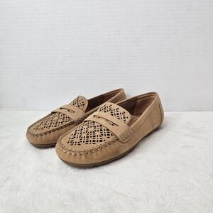 Earth Women's Tan Perforated Slip-On Loafers